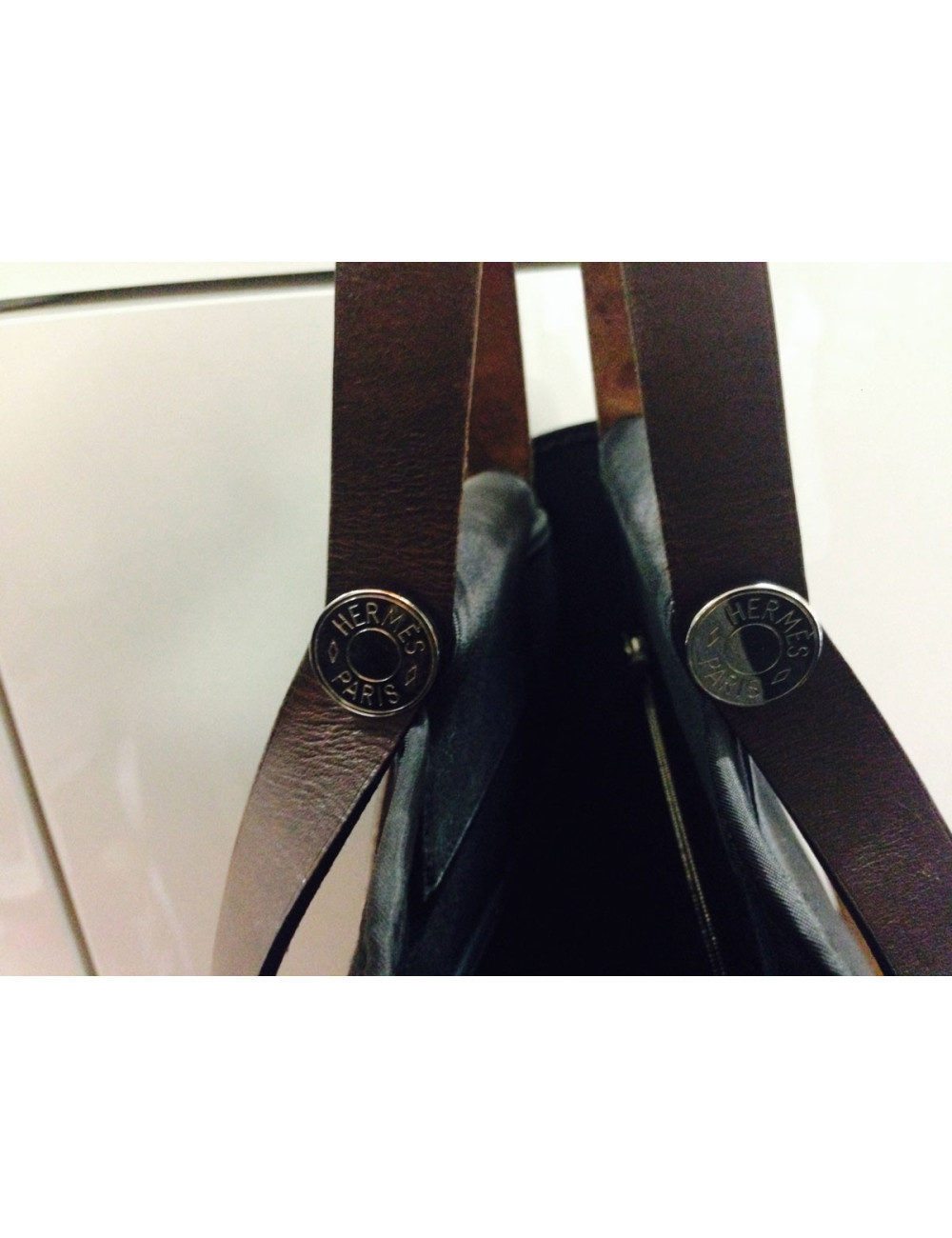 Sac Cabag HERMES en toile bleu marine GM