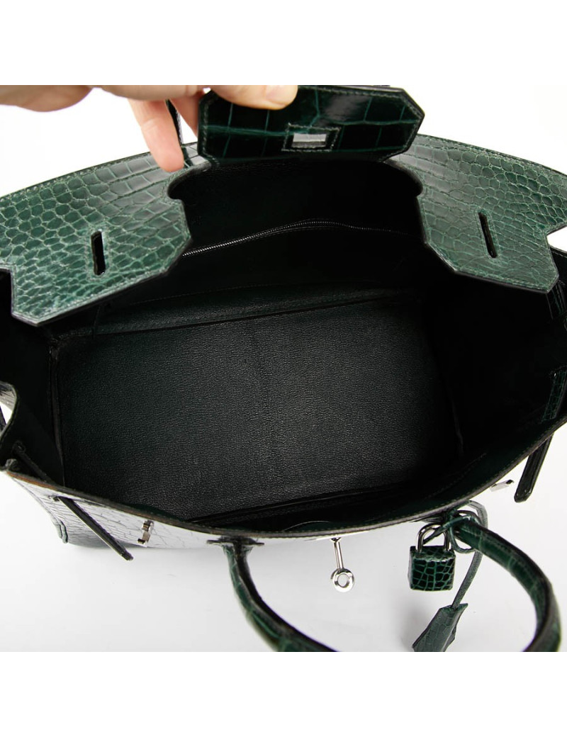 Birkin 35 HERMES en croco vert émeraude