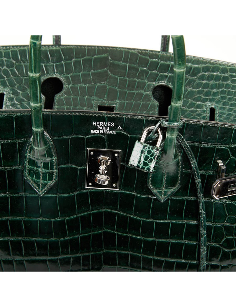 Birkin 35 HERMES en croco vert émeraude