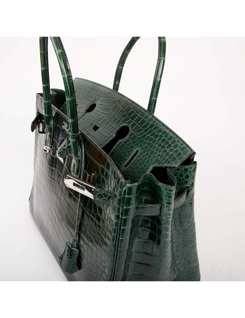 Birkin 35 HERMES en croco vert émeraude