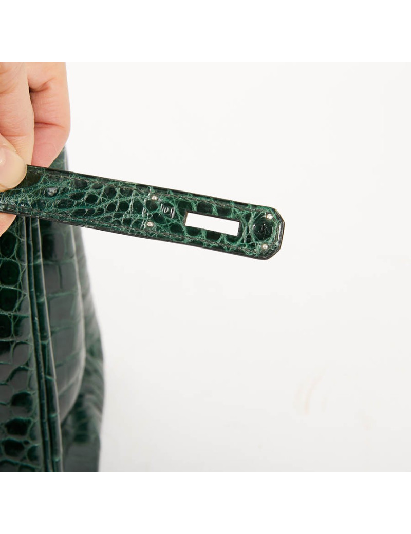 Birkin 35 HERMES en croco vert émeraude