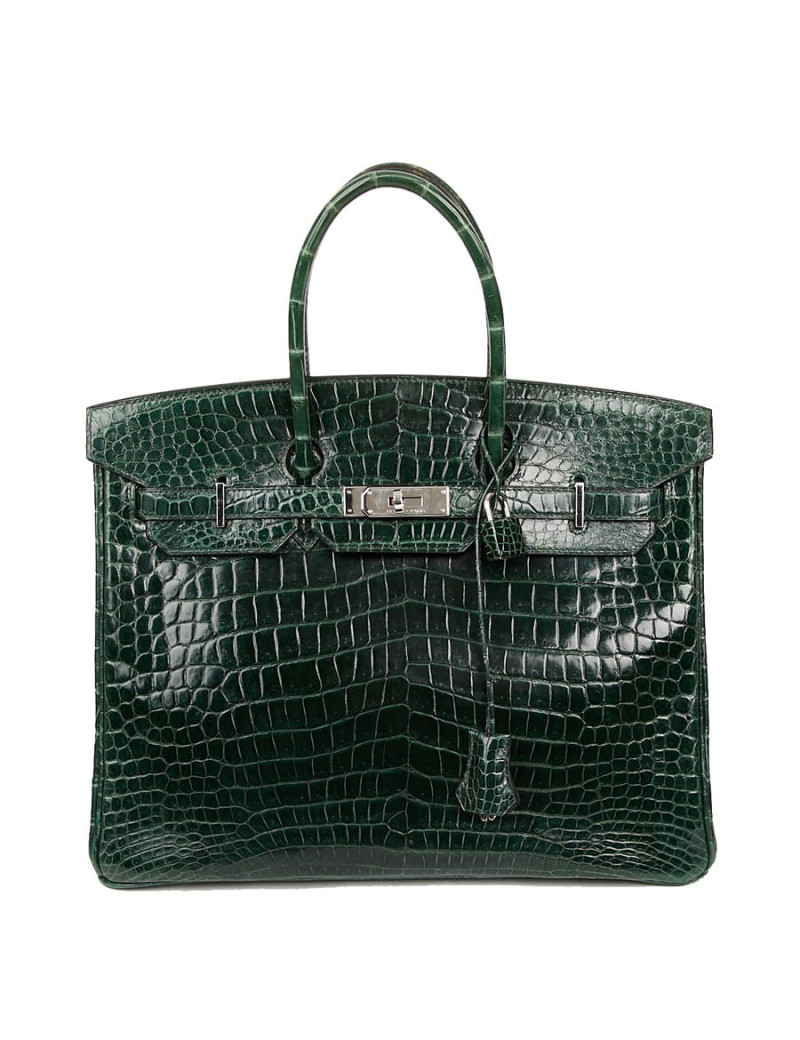 Sac Birkin 35 HERMES croco vert foncé