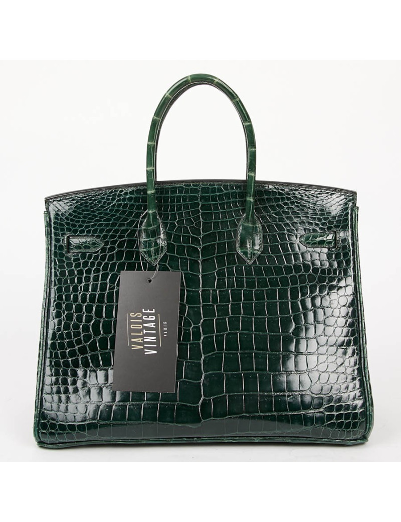 Sac Birkin 35 HERMES croco vert foncé