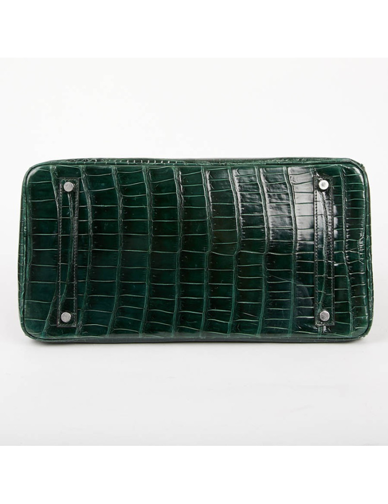 Sac Birkin 35 HERMES croco vert foncé