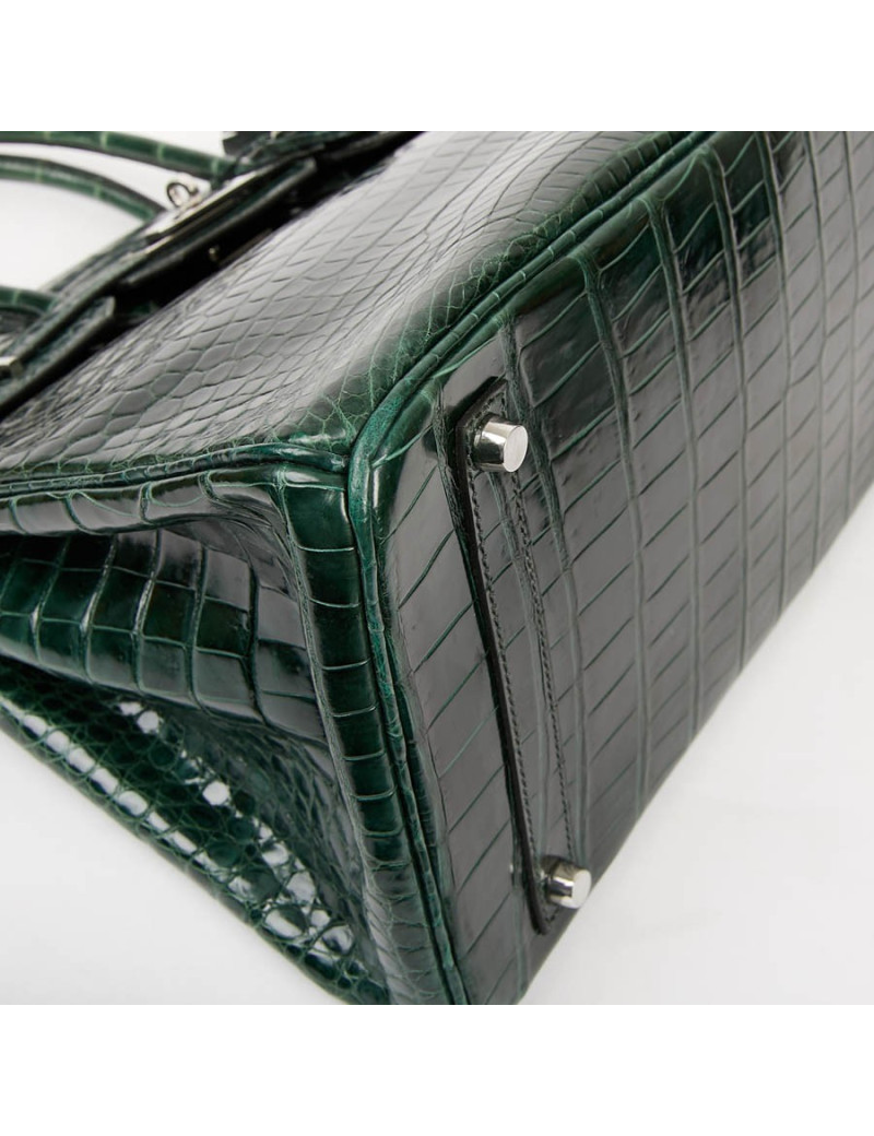 Sac Birkin 35 HERMES croco vert foncé