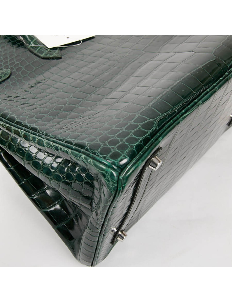 Sac Birkin 35 HERMES croco vert foncé