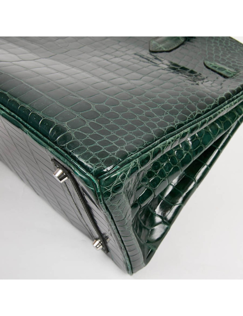 Birkin 35 HERMES en croco vert émeraude