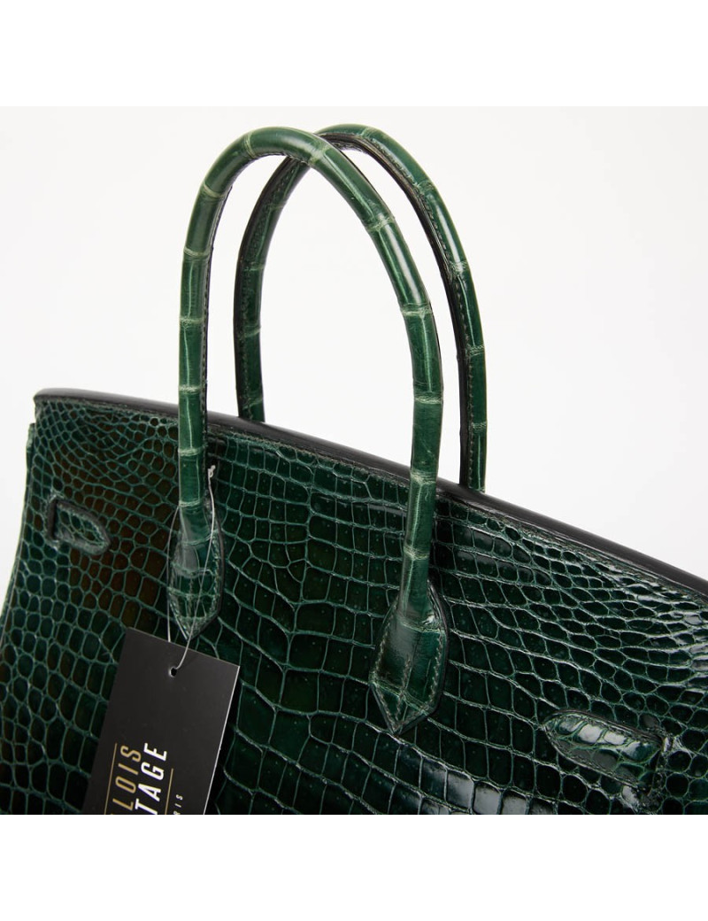 Birkin 35 HERMES en croco vert émeraude