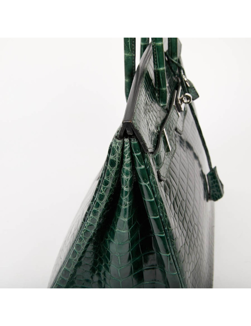 Birkin 35 HERMES en croco vert émeraude