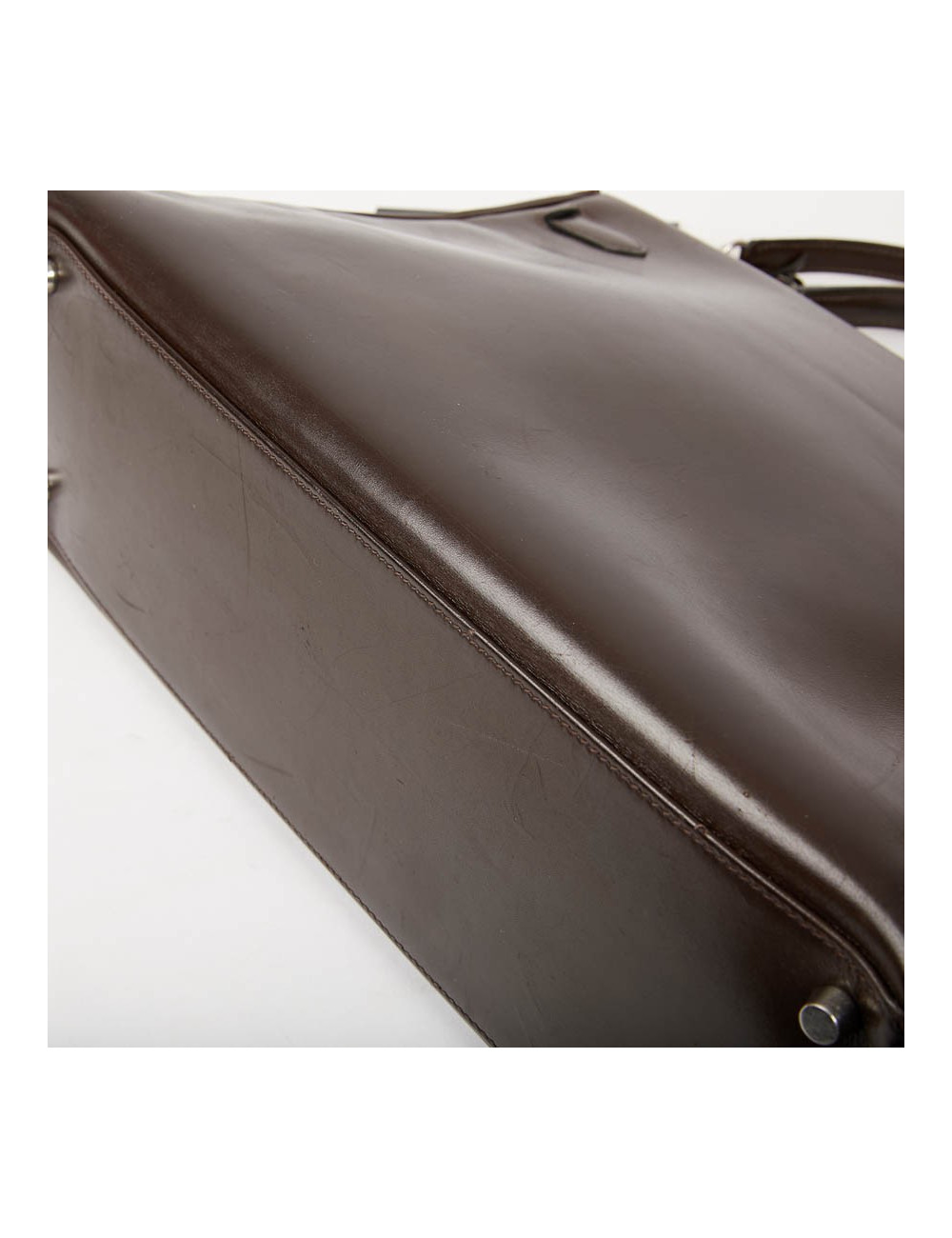 HERMES Vintage Kelly 35 Brown Box Leather Bag