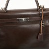 HERMES Vintage Kelly 35 Brown Box Leather Bag