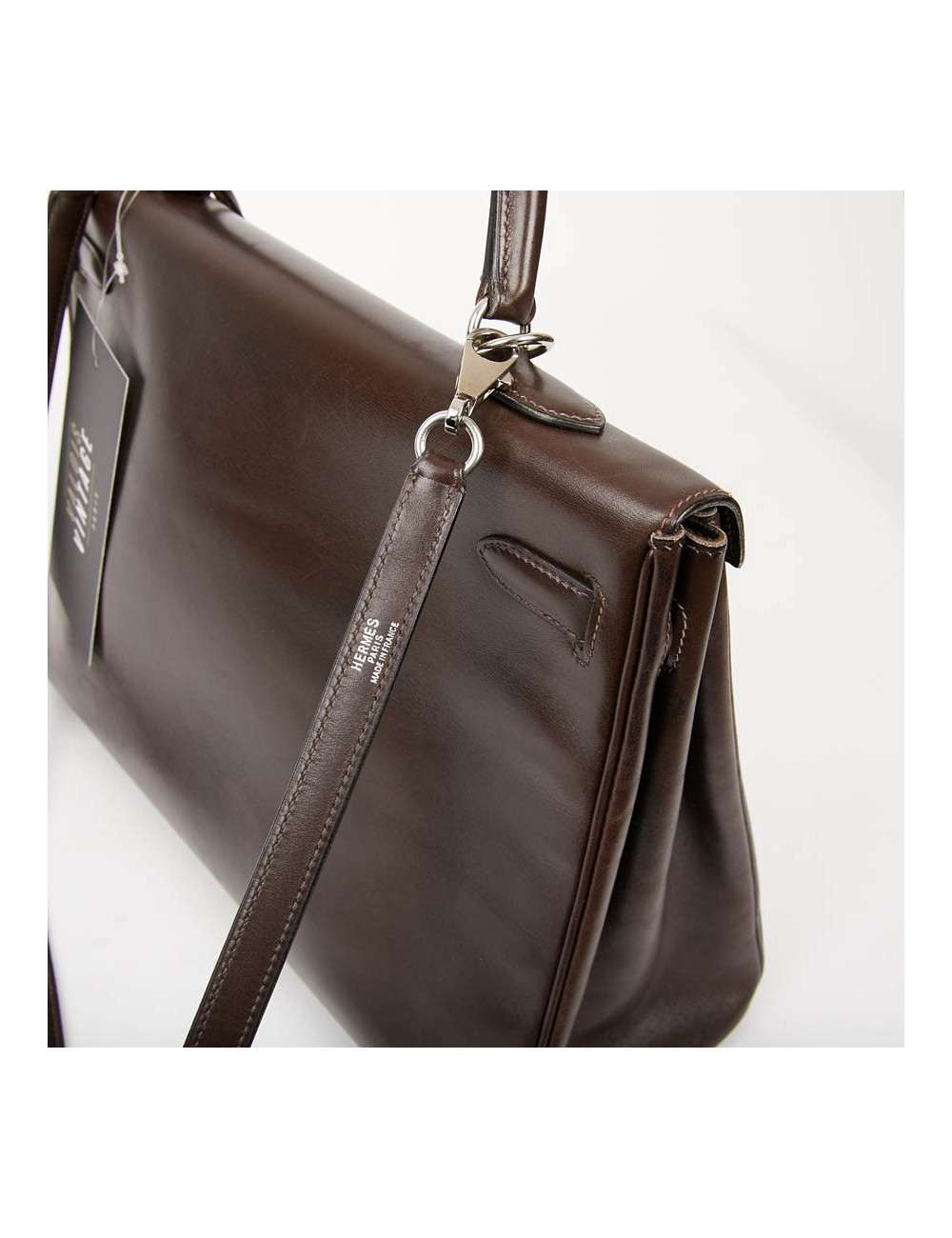 HERMES Vintage Kelly 35 Brown Box Leather Bag