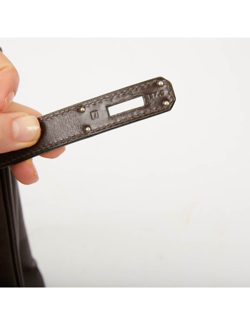 HERMES Vintage Kelly 35 Brown Box Leather Bag