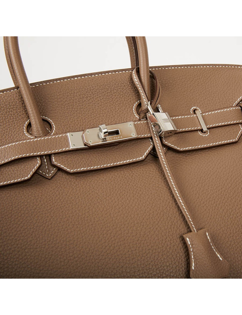 Sac HERMES Birkin 35 cuir Togo Etoupe 