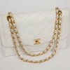 Timeless CHANEL Vintage Bag in White Lambskin Leather