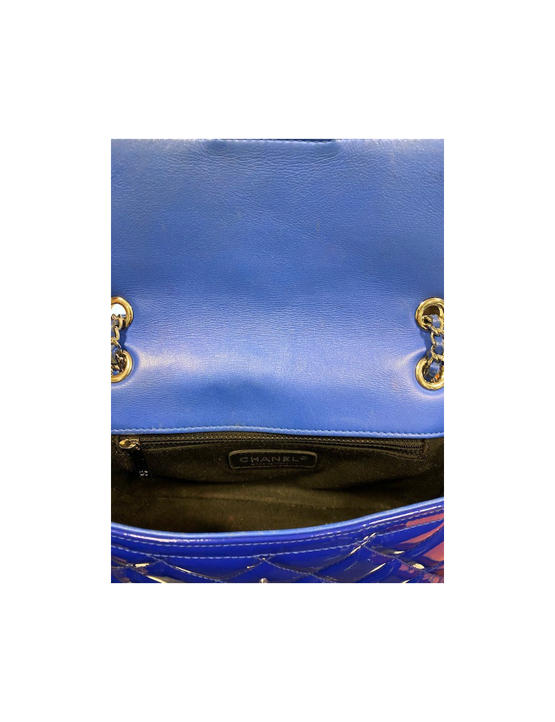 Small flap bag Chanel blue patent leather - Pre-owned Luxury Bag 