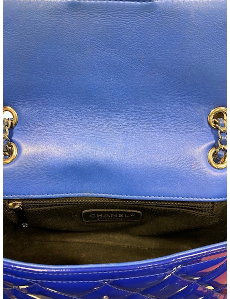 Small flap bag Chanel blue patent leather - Pre-owned Luxury Bag 