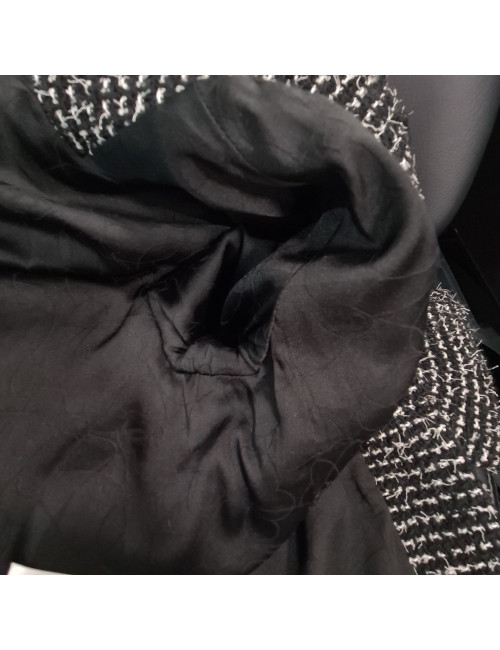 Veste T 36 CHANEL en tweed noir avec fil blanc