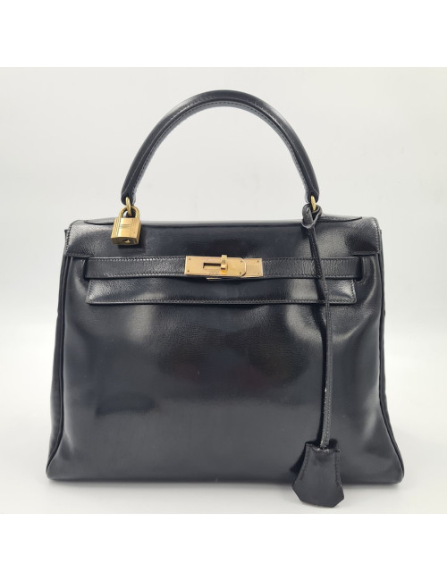 Kelly 28 HERMES Box noir Vintage