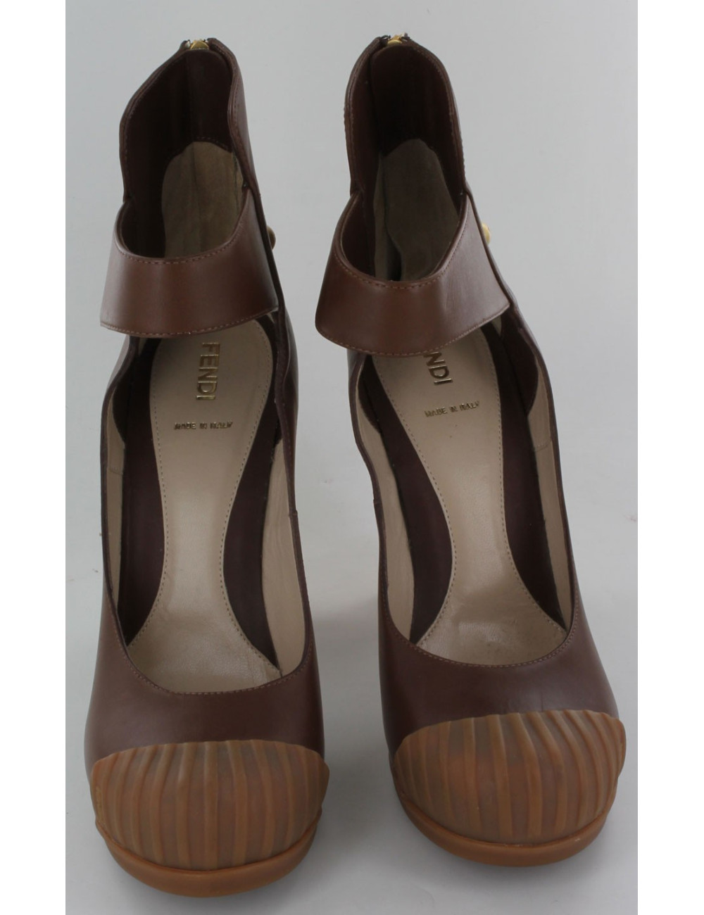 Bottines ouvertes FENDI en cuir marron T 41