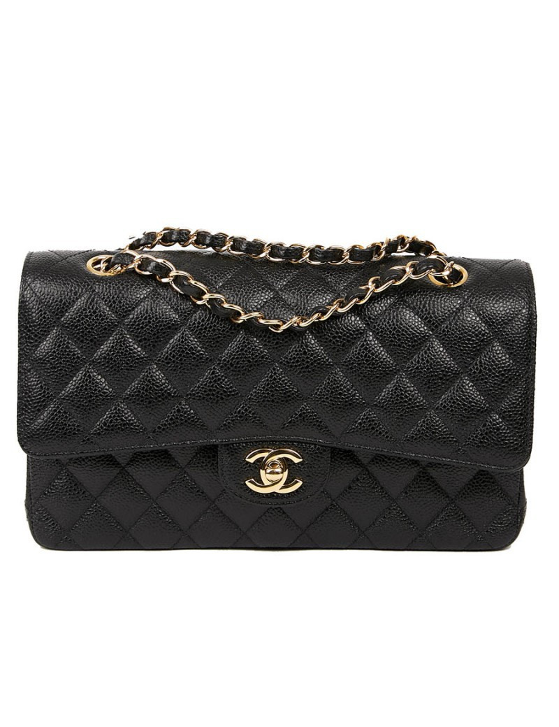 Timeless CHANEL cuir grainé noir