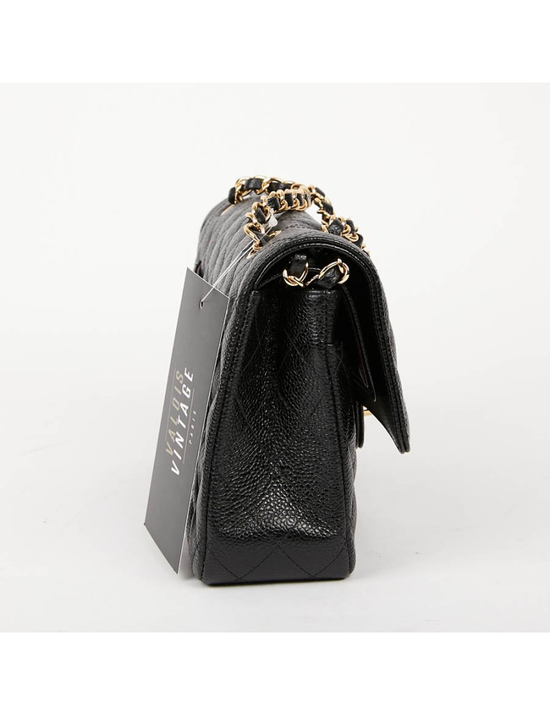 Timeless CHANEL cuir grainé noir