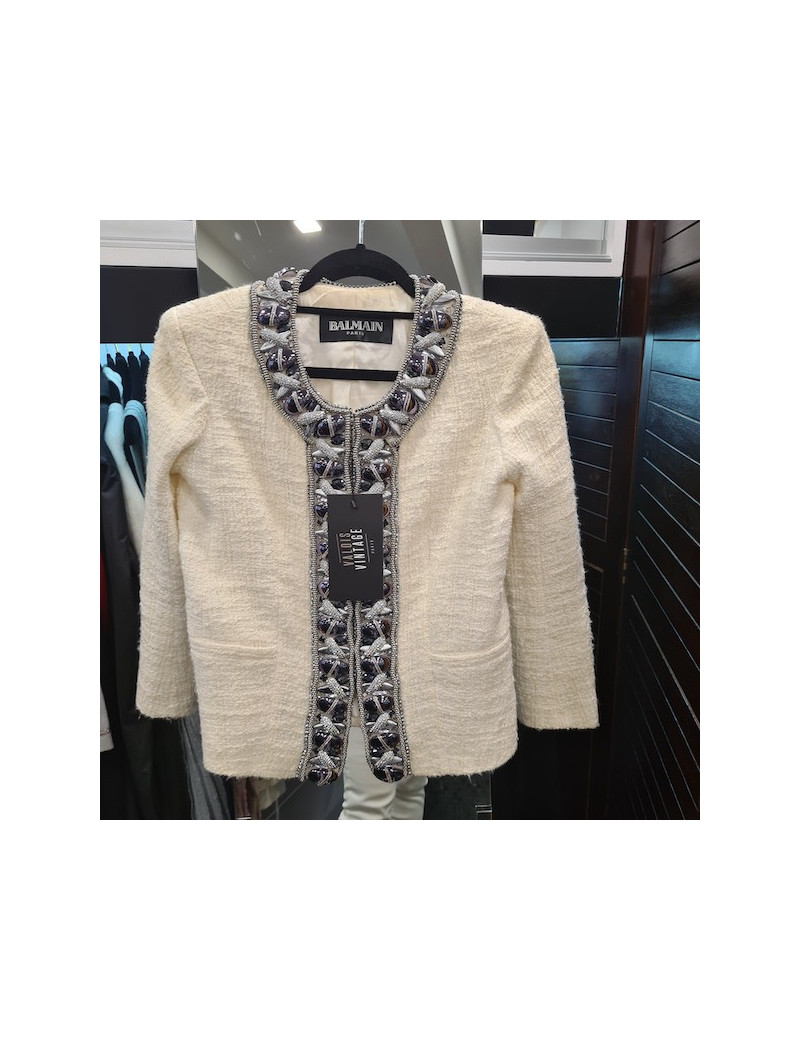 Veste BALMAIN T38 tweed beige