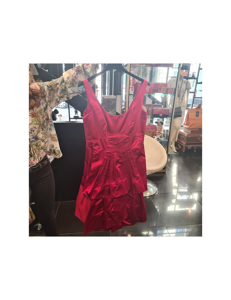 Robe PRADA T 40 IT/T36 FR en soie duchesse rouge