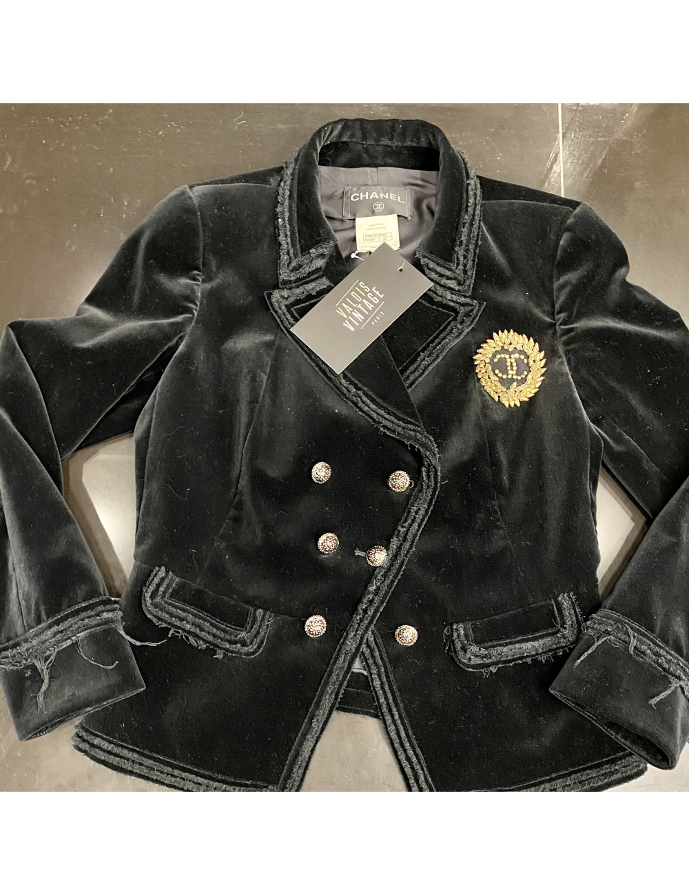 CHANEL Veste velours noir T 42