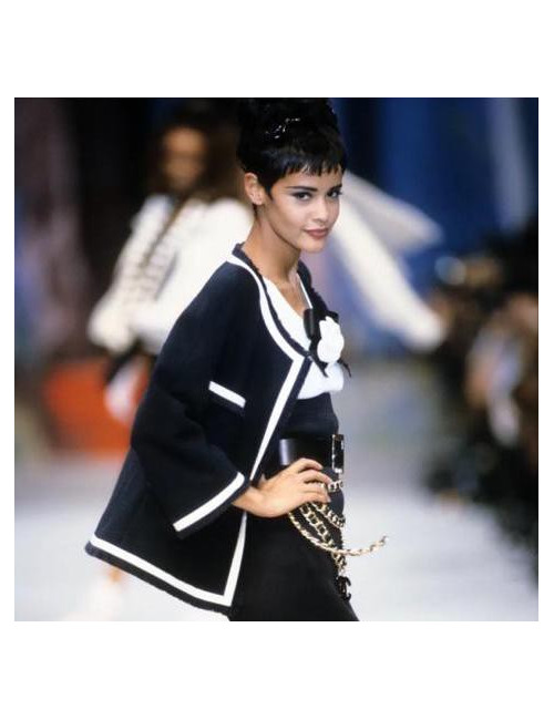 Veste CHANEL T 36 tweed bleu