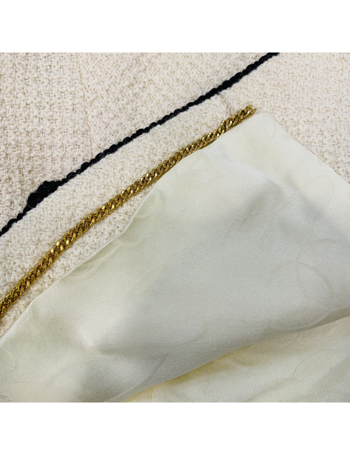 Veste T 40 CHANEL tweed beige  gansé noir