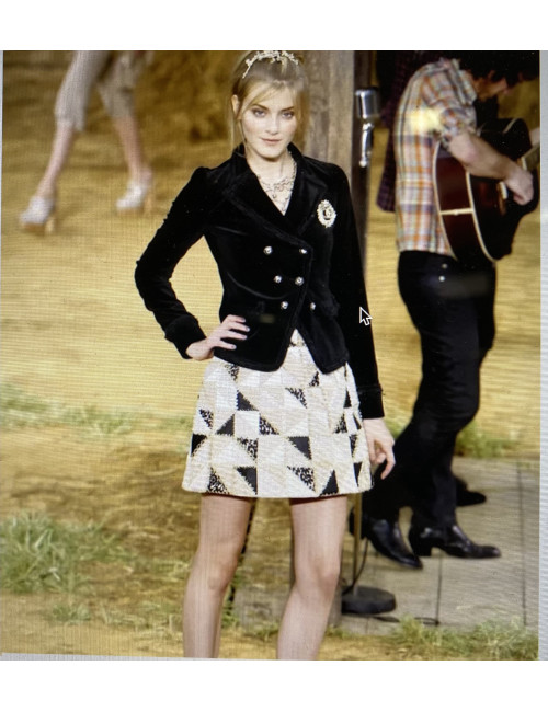 CHANEL Veste velours noir T 34 