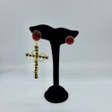 Clous croix enchainée MARGUERITE DE VALOIS rubis et emeraude