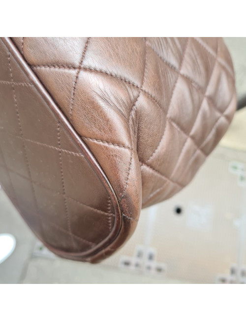 Malette CHANEL cuir matelassé marron Vintage
