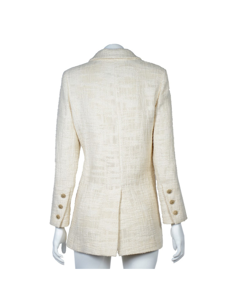 CHANEL long ivory tweed 'Paris Bombay' Jacket size 38EU