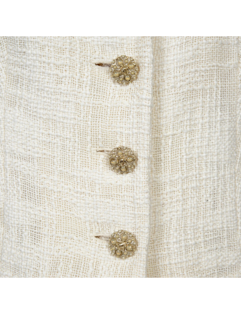 Veste longue CHANEL  tweed  ivoire