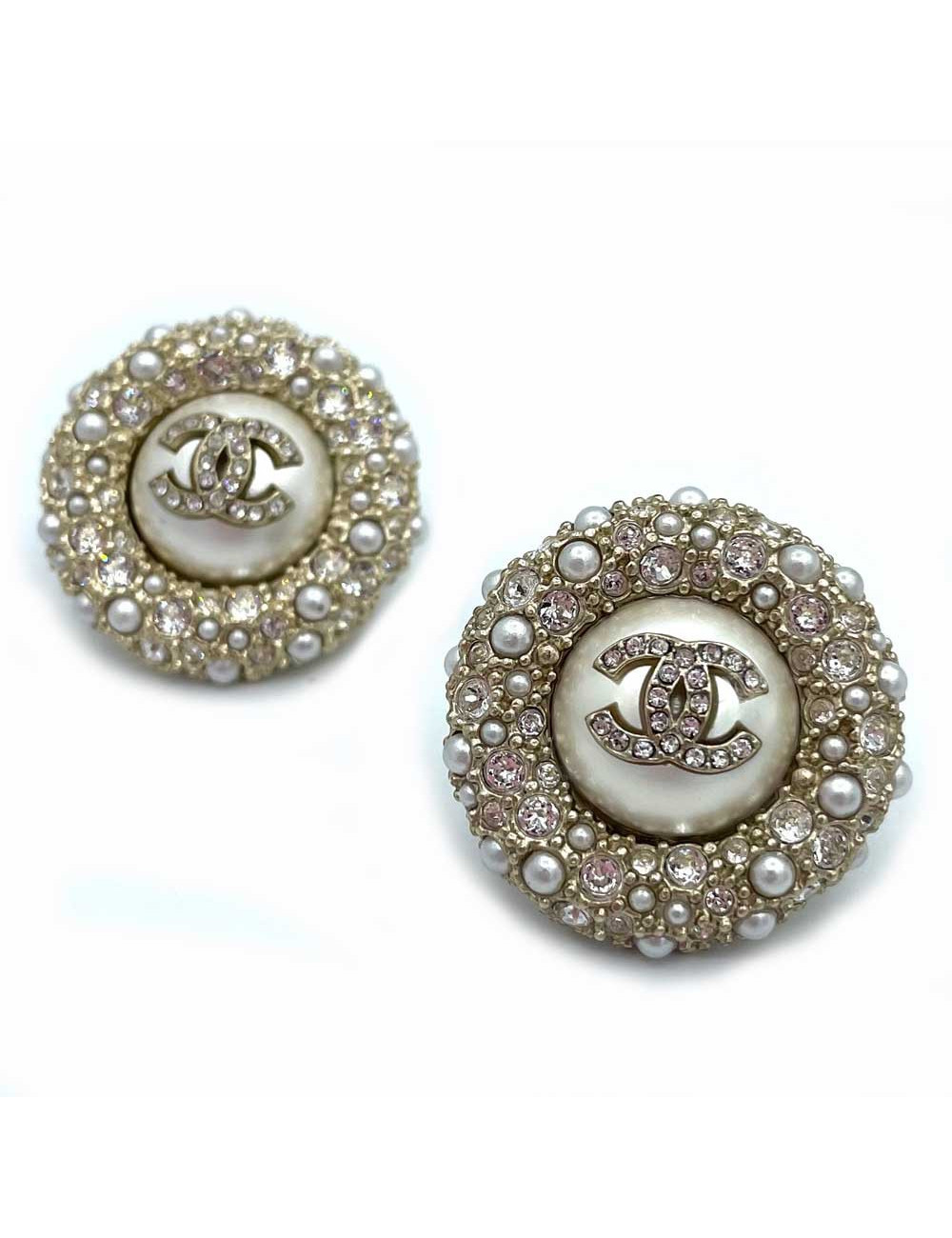 Clous CHANEL ronds strass et perle
