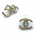 CHANEL 5 and CC Stud Earring in Gilt Metal