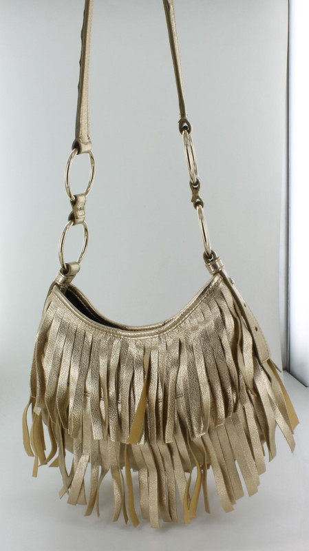 Sac YVES SAINT LAURENT à franges doré