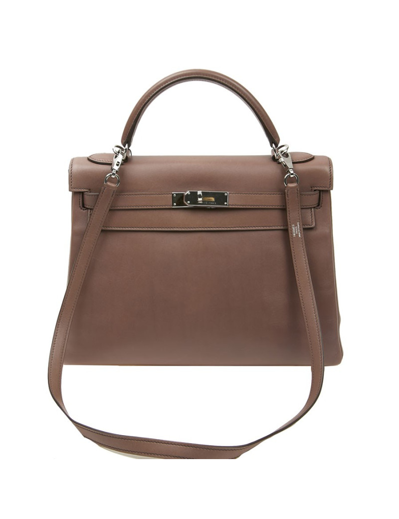 Kelly II  T 32 HERMES en cuir parchemin bois de rose