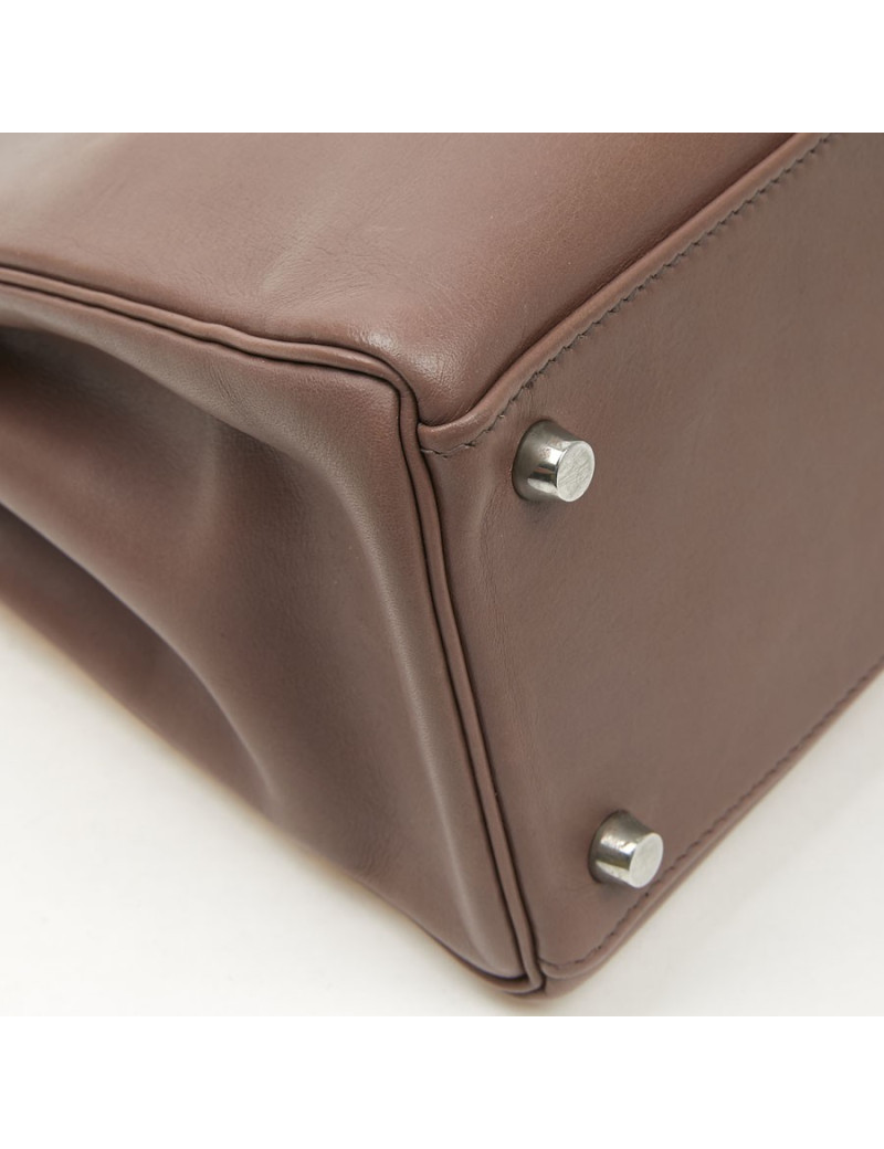 Kelly II  T 32 HERMES en cuir parchemin bois de rose