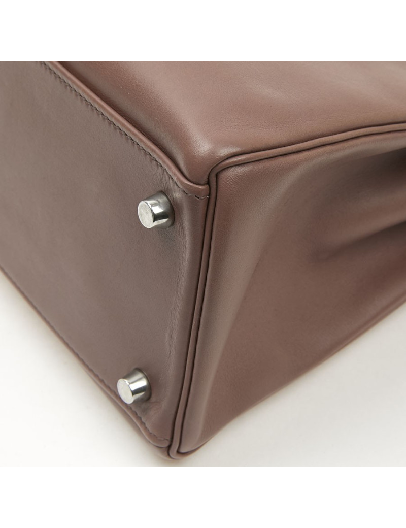Kelly II  T 32 HERMES en cuir parchemin bois de rose