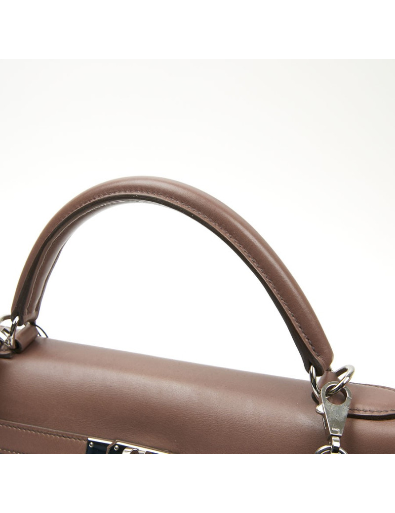 Kelly II  T 32 HERMES en cuir parchemin bois de rose