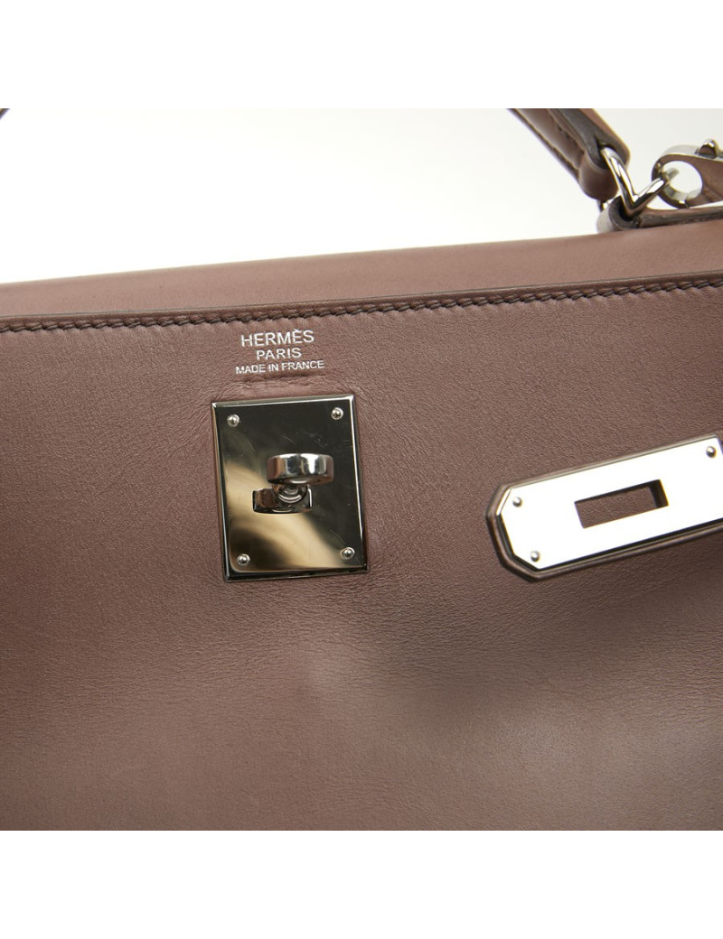 Kelly II  T 32 HERMES en cuir parchemin bois de rose