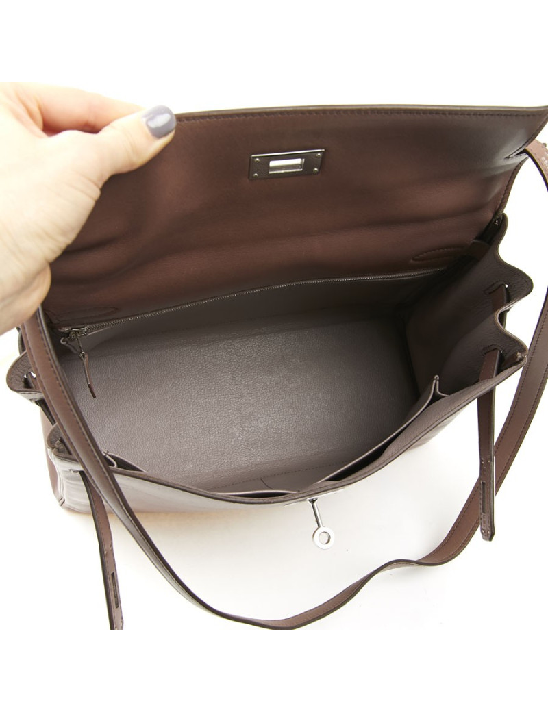 Kelly II  T 32 HERMES en cuir parchemin bois de rose