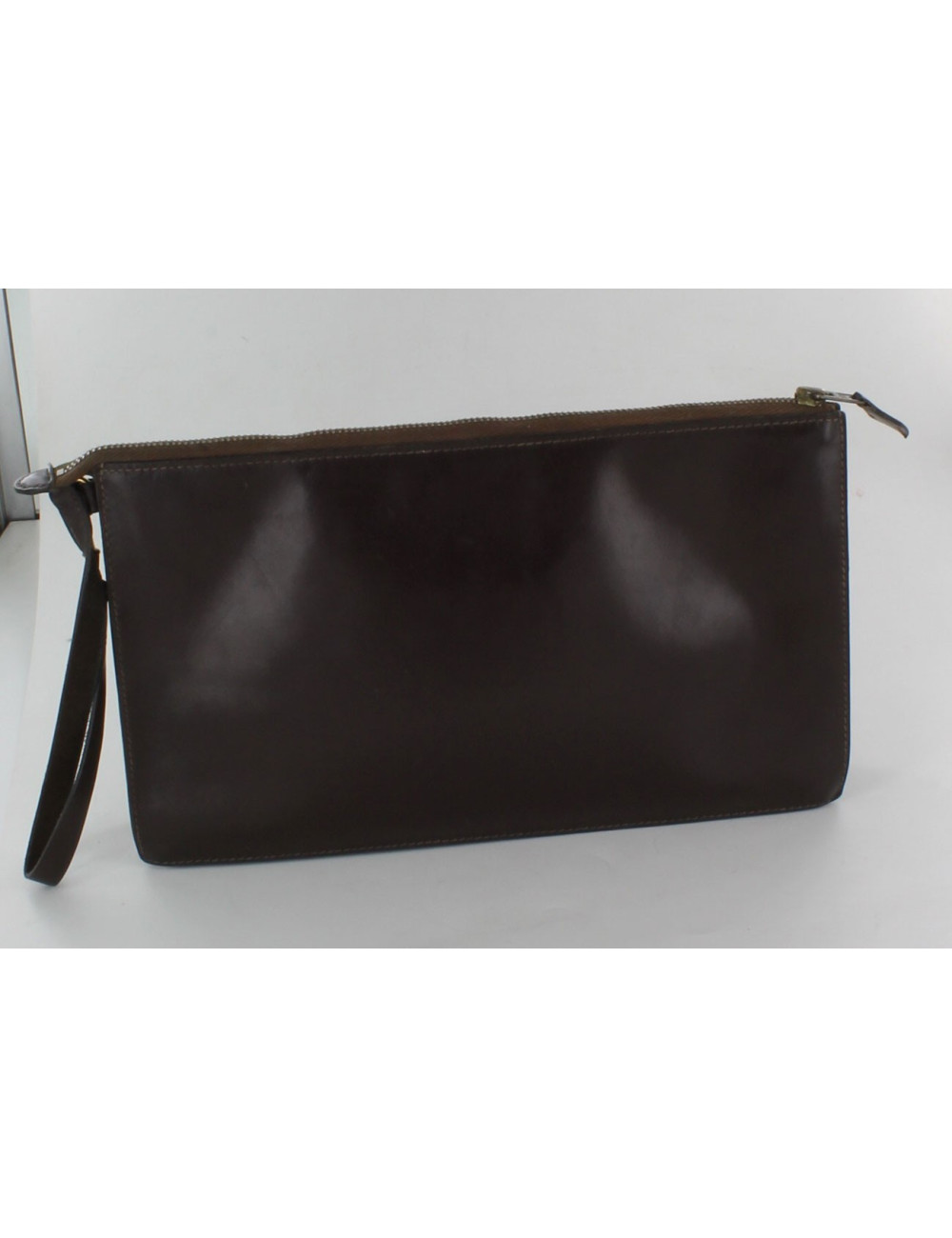 pochette HERMES cuir marron
