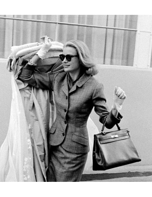 HERMES Vintage Kelly 35 Brown Box Leather Bag