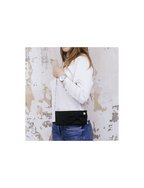 CHANEL evening clutch in black fabric 