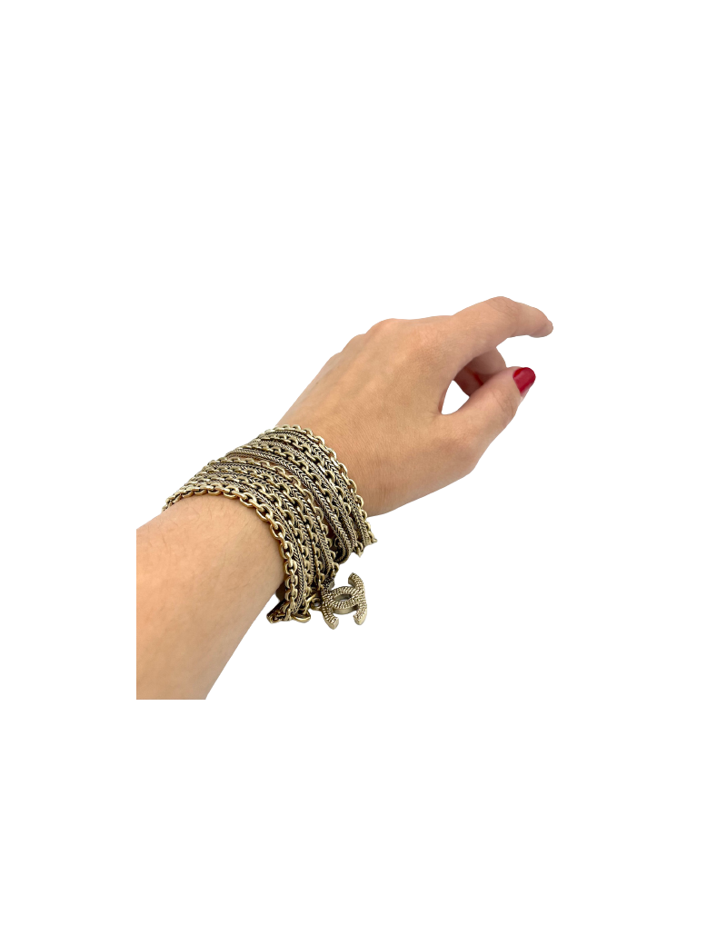 Bracelet chaînes CHANEL métal doré