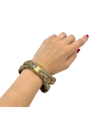 CHANEL gilded metal braided chain bracelet 2